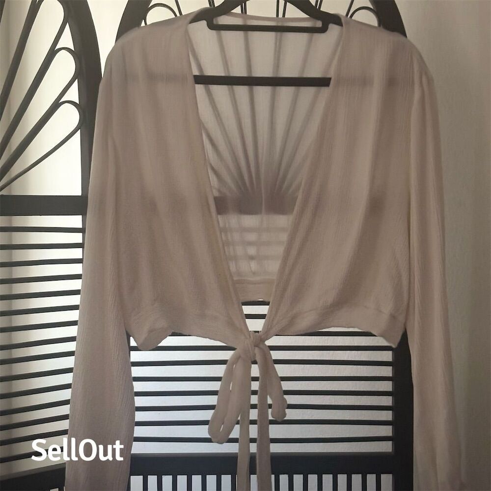 Windsor Cream Tie-Front Sheer Bolero Top